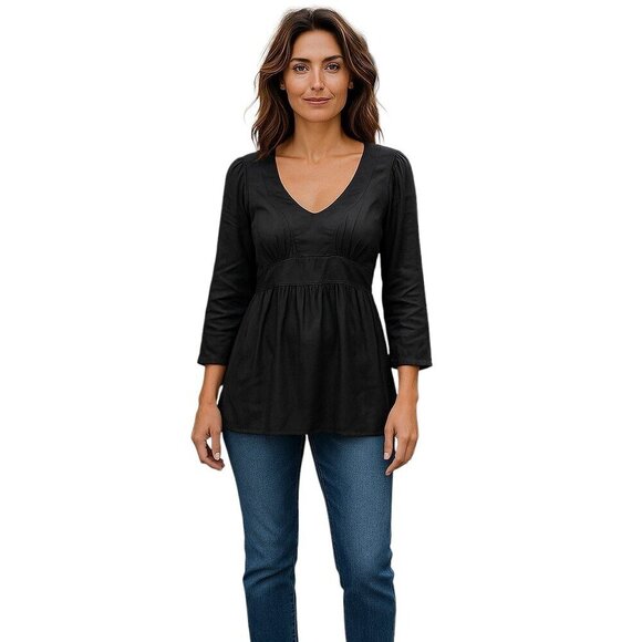 Etro Top Blouse Silk Blend Gray Women's Medium V-Neck 3/4 Sleeve 42 - Picture 1 of 5